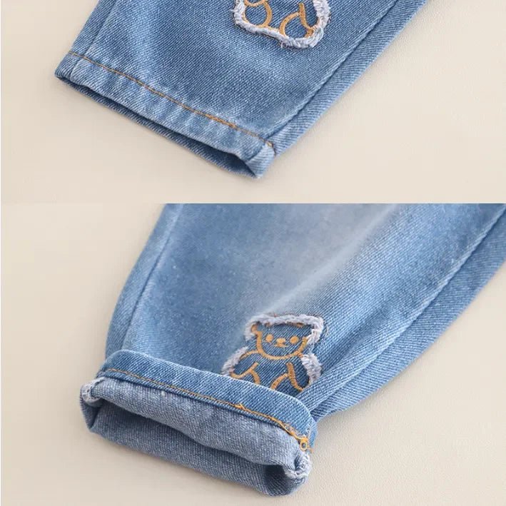 Pelüş Ayıcık Detaylı Sweat ve Nakışlı Jean Çocuk Takımı - MAKKA