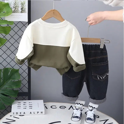 Peluş Ayıcıklı Erkek Çocuk 2'li Takım Sweatshirt ve Jean Pantolon - MAKKA