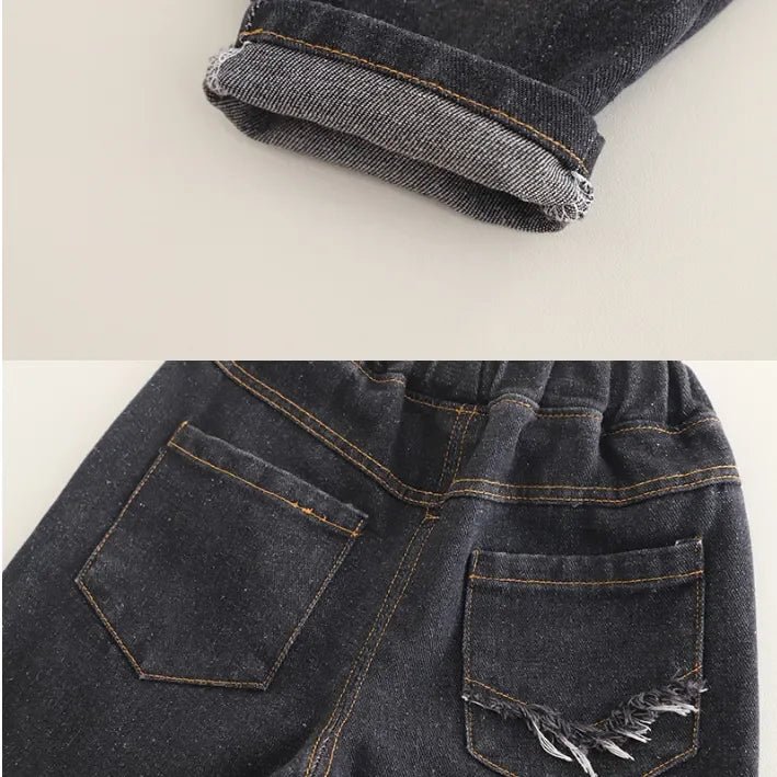 Peluş Ayıcıklı Erkek Çocuk 2'li Takım Sweatshirt ve Jean Pantolon - MAKKA