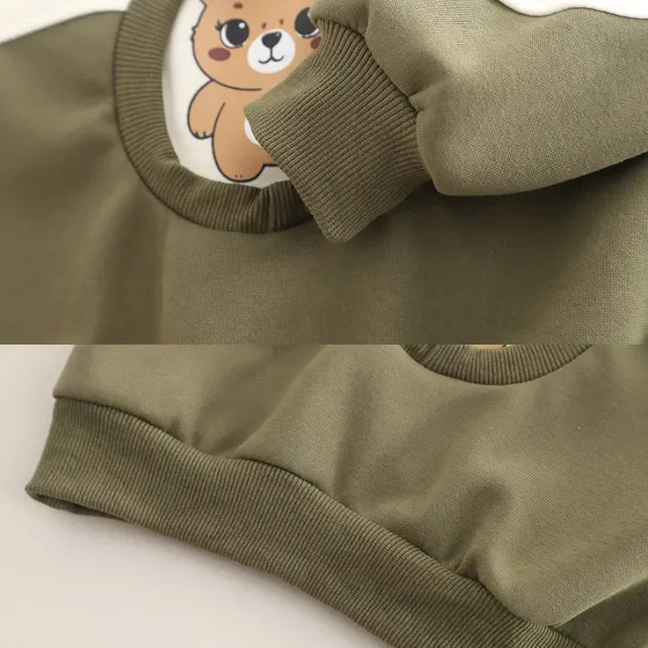 Peluş Ayıcıklı Erkek Çocuk 2'li Takım Sweatshirt ve Jean Pantolon - MAKKA