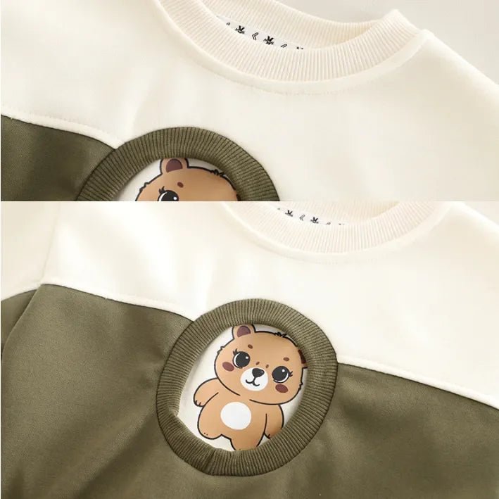 Peluş Ayıcıklı Erkek Çocuk 2'li Takım Sweatshirt ve Jean Pantolon - MAKKA