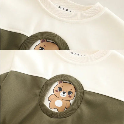 Peluş Ayıcıklı Erkek Çocuk 2'li Takım Sweatshirt ve Jean Pantolon - MAKKA