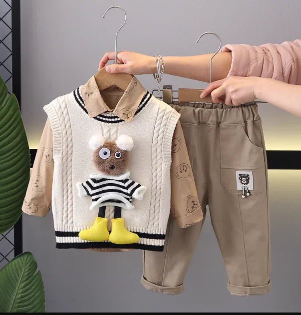 Peluş Detaylı 3 Parça 1 - 5 Yaş Sıcak Çocuk Takım - MAKKA