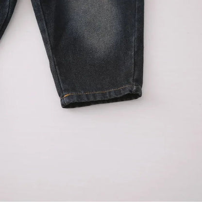 Peluş Kapüşonlu Erkek Çocuk Takımı Kot Pantolonlu Rahat Set - MAKKA