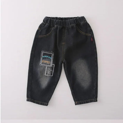 Peluş Kapüşonlu Erkek Çocuk Takımı Kot Pantolonlu Rahat Set - MAKKA