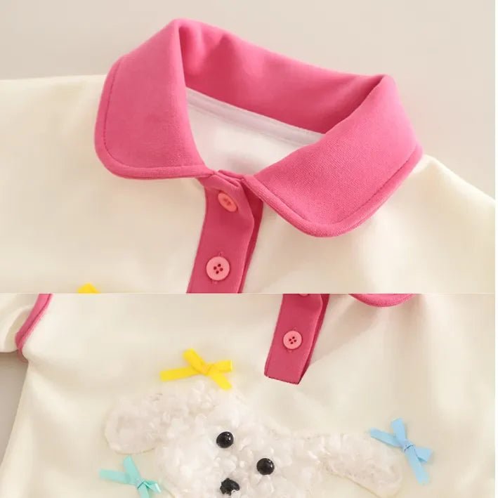 Peluş Kuzu Desenli Pamuklu Kız 2 Parça Takım Esnek Bel - MAKKA