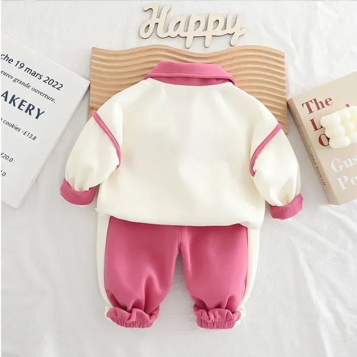 Peluş Kuzu Desenli Pamuklu Kız 2 Parça Takım Esnek Bel - MAKKA