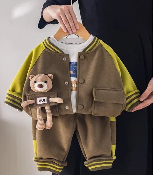 Peluşlu 3 Parçalı Erkek Çocuk Takımı Sıcak Rahat Kombin - MAKKA