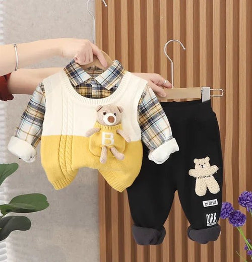 Peluşlu 3 Parçalı Erkek Çocuk Takımı Sıcak Rahat Şık - MAKKA