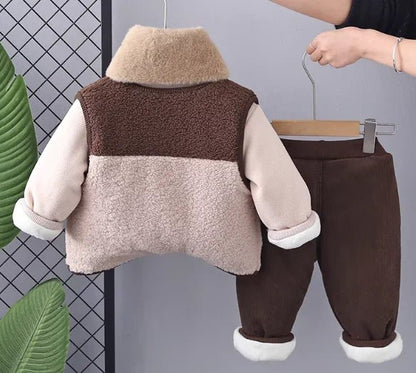 Peluşlu 3 Parçalı Kışlık Bebek ve Çocuk Takımı Sıcak Rahat - MAKKA