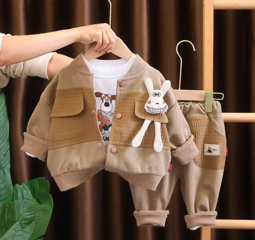 Peluşlu Çocuk Takımı 1 - 6 Yaş 3 Parça Sıcak Rahat - MAKKA