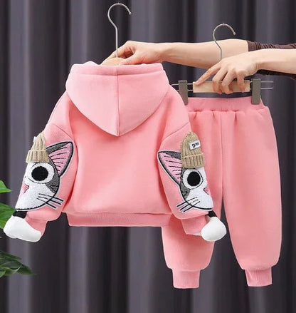 Pembe Cepli Kız Çocuk Takım Rahat Esnek Kumaş 2 - 6 Yaş - MAKKA