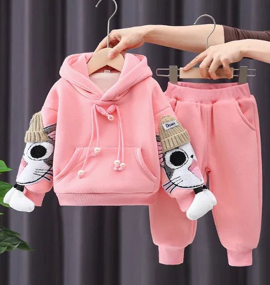 Pembe Cepli Kız Çocuk Takım Rahat Esnek Kumaş 2 - 6 Yaş - MAKKA