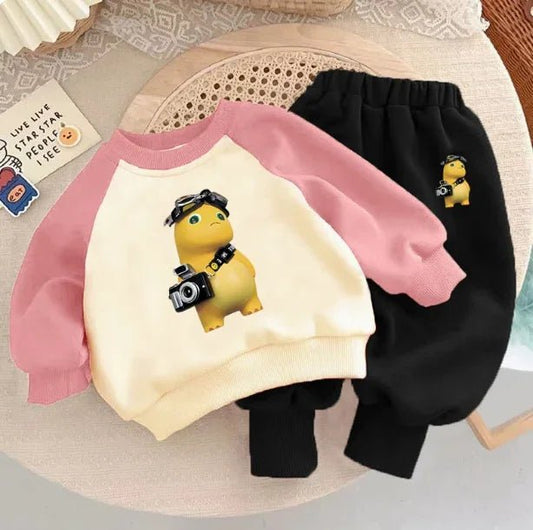 Pembe Siyah Kız Çocuk Takımı Rahat Pamuklu 2 - 8 Yaş - MAKKA