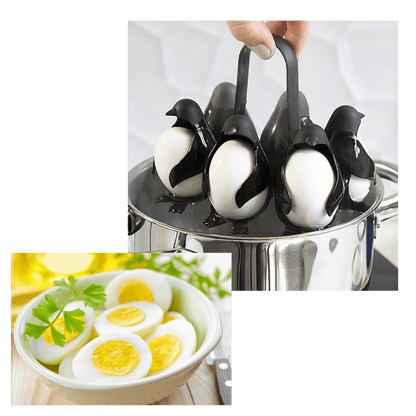 Penguen Silikon Yumurta Tutucu ve Haşlama Kabı Isıya Dayanıklı 6'lı - MAKKA