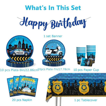Polis Temalı Doğum Günü Süsleri Bayrak Asma Seti 25 Parça - MAKKA