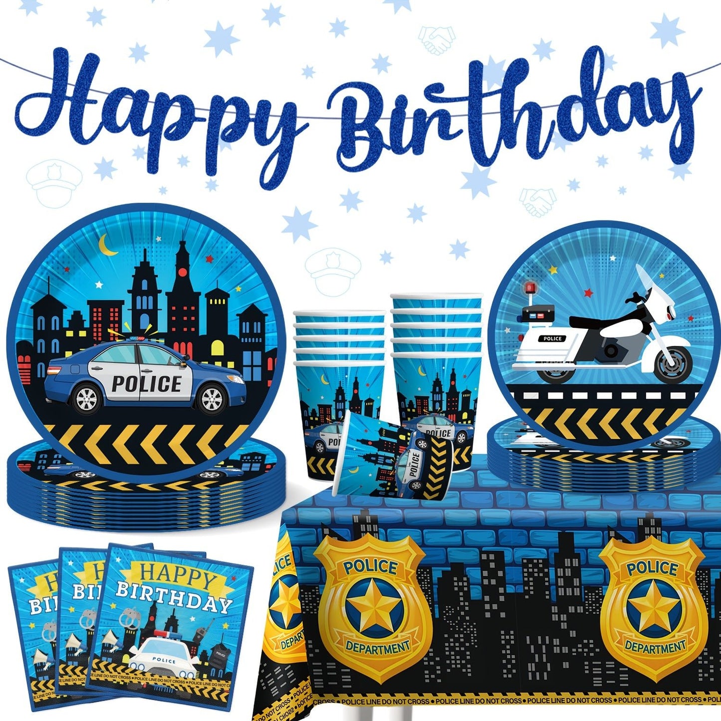 Polis Temalı Doğum Günü Süsleri Bayrak Asma Seti 25 Parça - MAKKA