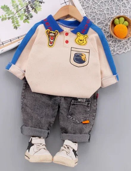 Polo Yaka Karikatürlü Çocuk Takımı 1 - 5 Yaş Rahat Nefes Esnek - MAKKA