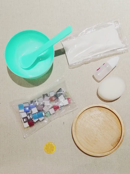 Bambu Tabanlı Vitray Mozaik Bardak Altlıkları Seti 4 Parça