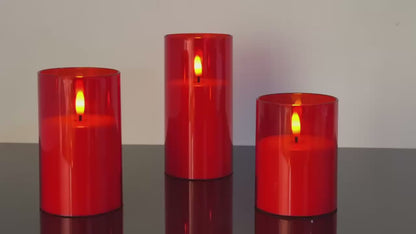 3 Adet Kırmızı Alevsiz Kumandalı Elektronik Mum Seti Zamanlayıcı