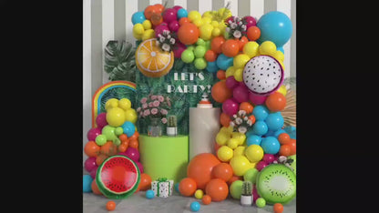 118 Parça Meyve Temalı Renkli Parti Balon Seti Folyo Lateks
