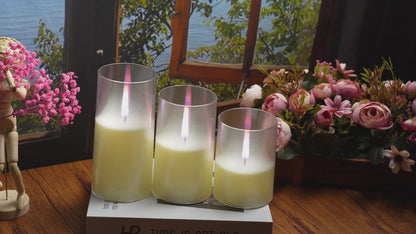 3'lü Alevsiz LED Mum Seti, Romantik Sıcak Işık Dekoru
