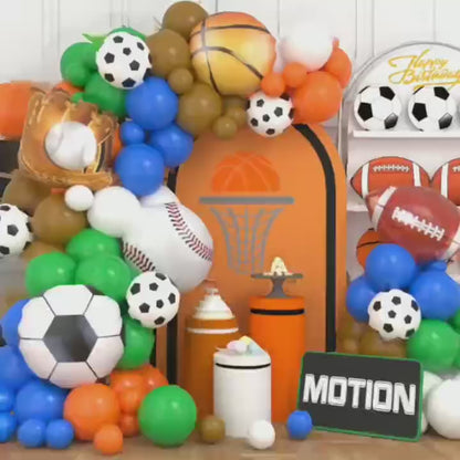 122 Parça Spor Temalı Balon Garland Seti Futbol Basketbol Beyzbol