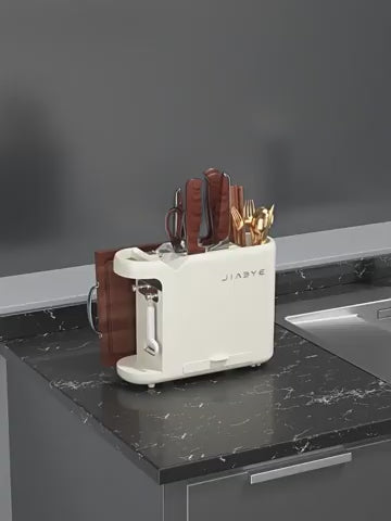 Bıçak Kurutucu Kesme Tahtalı ve Çubukluklu Çok Fonksiyonlu Raf