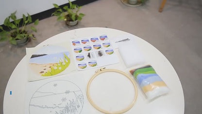 Keçeleme İğne Seti 20cm Yuvarlak Kasnak Köpük Pedli Renkli Polar