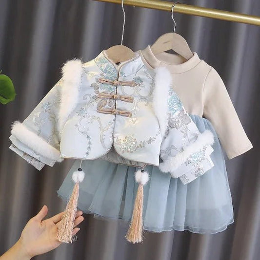 Püsküllü Kız Çocuk Takımı 1 - 6 Yaş Pamuklu Rahat Esnek Bel - MAKKA