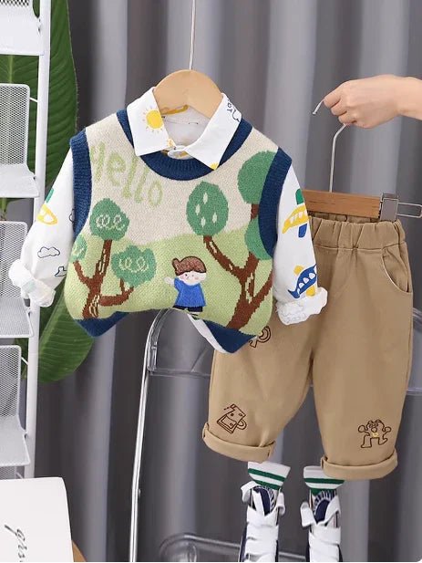 Rengarenk Uzun Kollu Pamuklu 1 - 5 Yaş Erkek Çocuk Takım - MAKKA