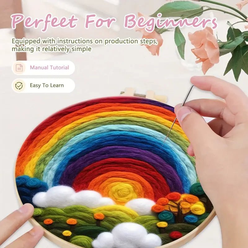 Renkli Ağaç Desenli İğne Keçe Başlangıç Seti 20x20 cm - MAKKA