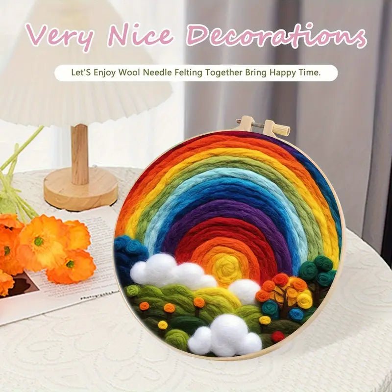 Renkli Ağaç Desenli İğne Keçe Başlangıç Seti 20x20 cm - MAKKA