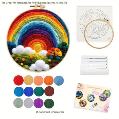 Renkli Ağaç Desenli İğne Keçe Başlangıç Seti 20x20 cm - MAKKA