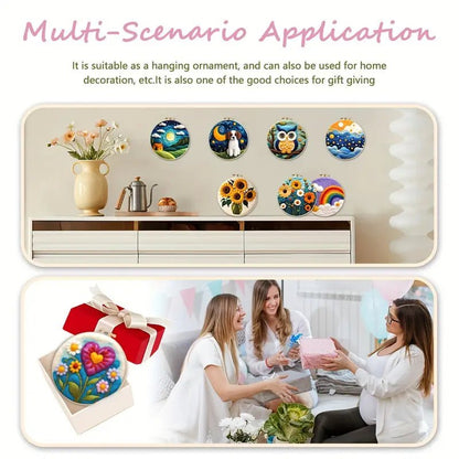 Renkli Ağaç Desenli İğne Keçe Başlangıç Seti 20x20 cm - MAKKA