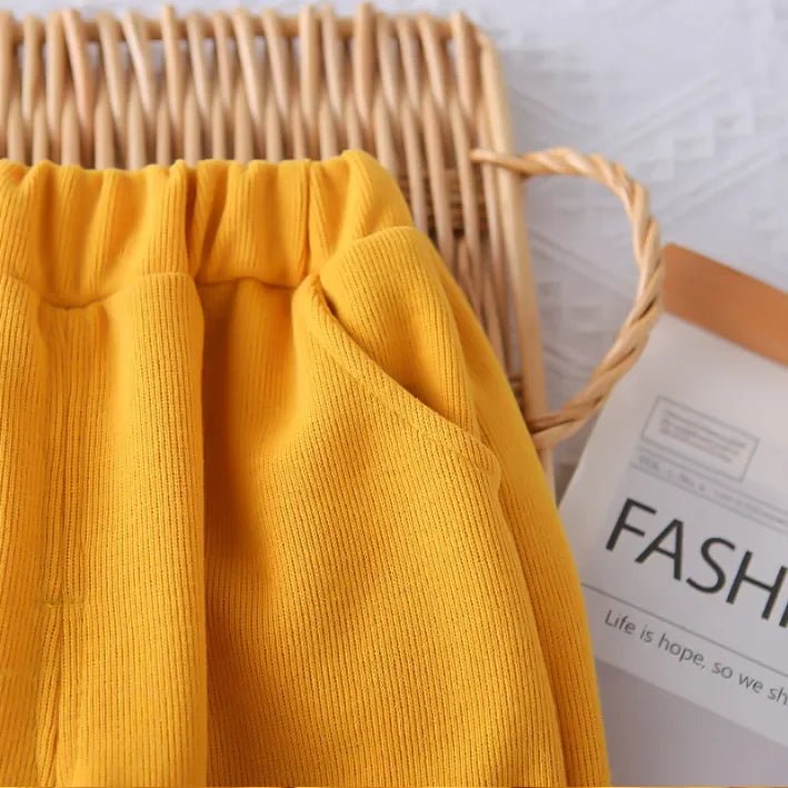 Renkli Düğmeli Gömlek Yaka Esnek Bel Kız Çocuk Takımı - MAKKA