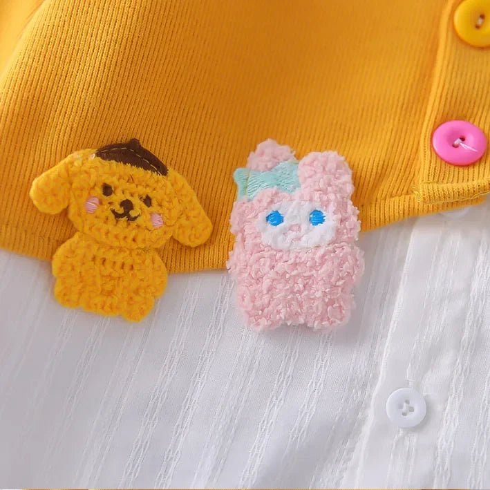 Renkli Düğmeli Gömlek Yaka Esnek Bel Kız Çocuk Takımı - MAKKA