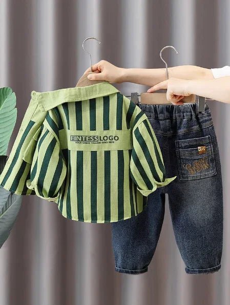 Renkli Uzun Kollu Gömlek ve Kot Pantolon Seti 2 - 7 Yaş - MAKKA