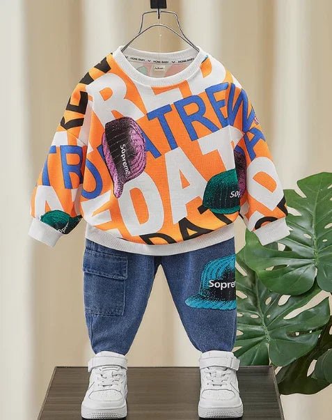 Retro Hip Hop 2 Parça Erkek Çocuk Takım Konforlu Stil - MAKKA