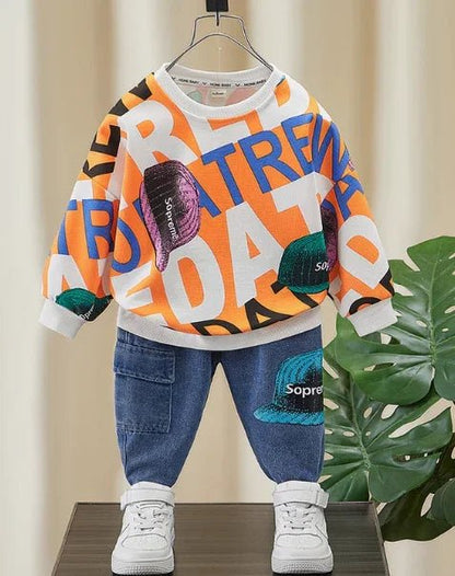 Retro Hip Hop 2 Parça Erkek Çocuk Takım Konforlu Stil - MAKKA