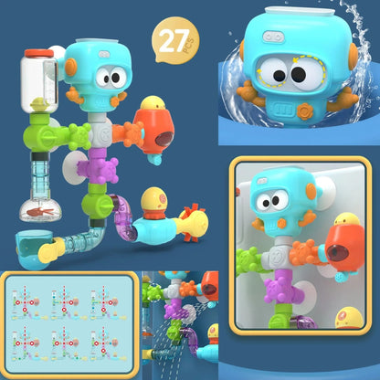 Robot Başlıklı Duvara Monte Banyo Su Oyuncağı 27 Parça Set - MAKKA