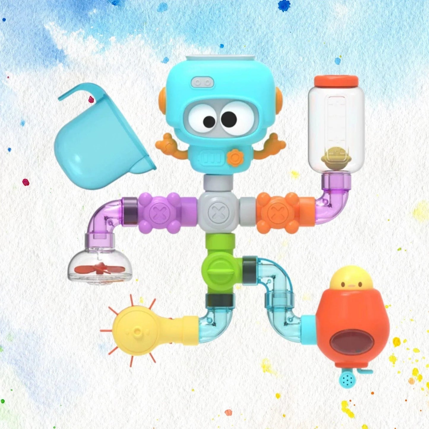 Robot Başlıklı Duvara Monte Banyo Su Oyuncağı 27 Parça Set - MAKKA