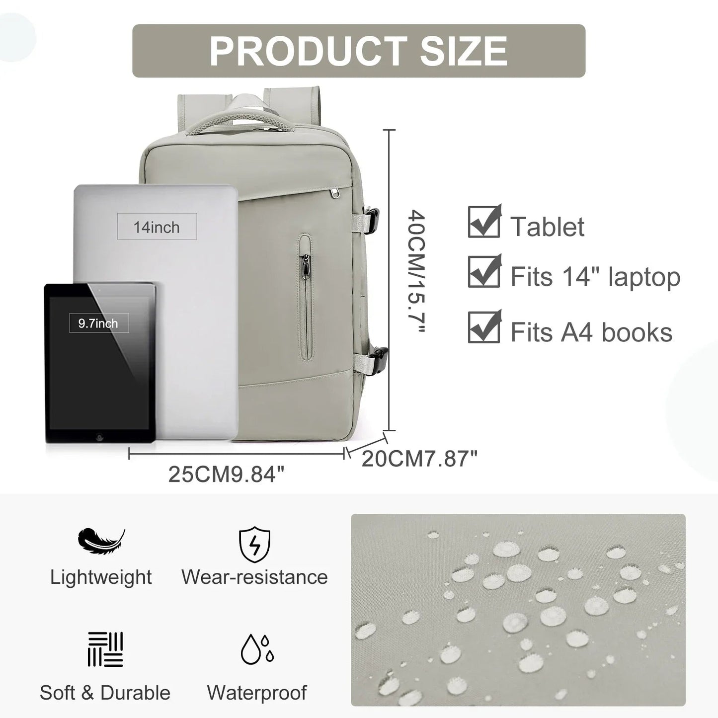 Ryanair Onaylı LK Kabin Seyahat Sırt Çantası Genişleyebilir Anti - hırsız Laptop Bölmeli Unisex - MAKKA