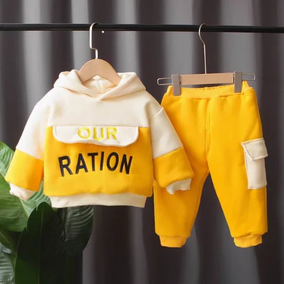 Sarı 2 Parçalı Çocuk Takım Yumuşak Kumaş Elastik Bel - MAKKA