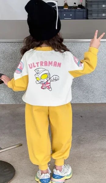 Sarı Beyaz Uzun Kollu Kız Çocuk Pamuklu Kombin 2 - 7 Yaş - MAKKA