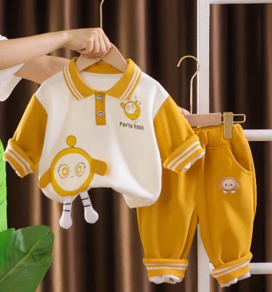 Sarı Lacos Uzun Kollu Çocuk Takımı Yumuşak Nefes 1 - 5 Yaş - MAKKA