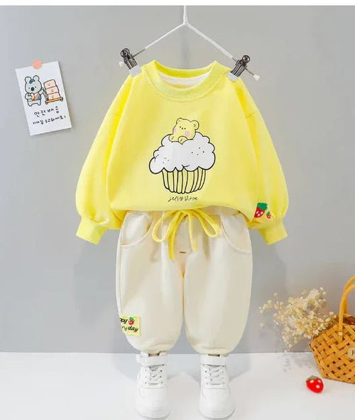 Sarı Pamuklu Kız Takımı 10 Ay 4 Yaş Rahat Şık - MAKKA