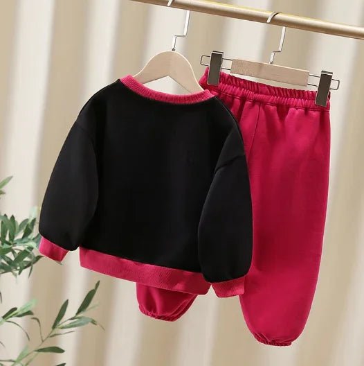 Siyah Kırmızı Pamuklu Kız Çocuk Takımı 2 - 7 Yaş Konforlu - MAKKA