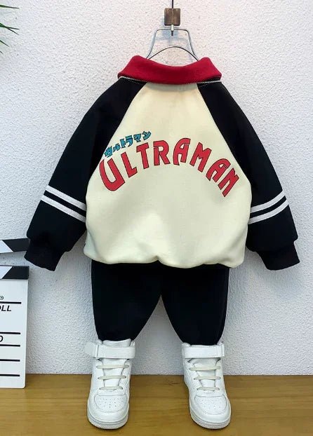 Siyah Modern Erkek Çocuk Takımı Peluşlu Rahat Günlük Şık - MAKKA