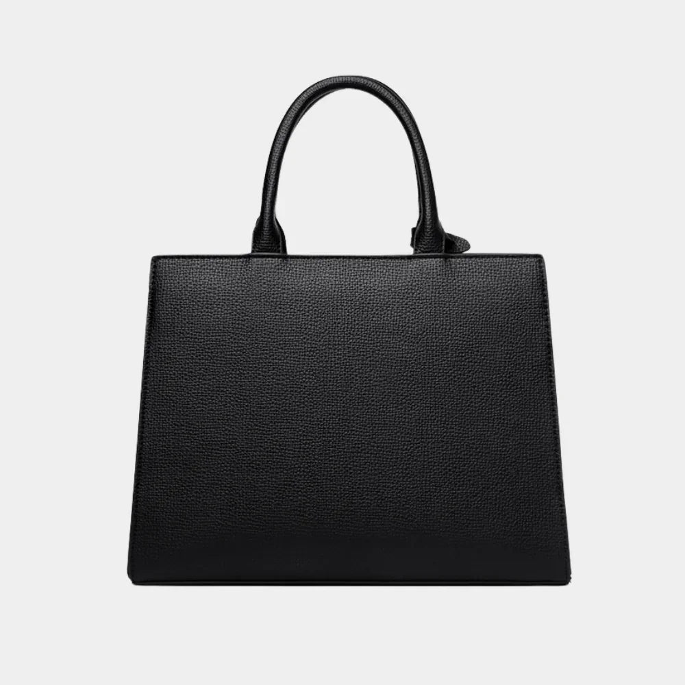 Siyah Vegan Deri Omuz ve El Çantası Altın Detaylı Zarif - MAKKA